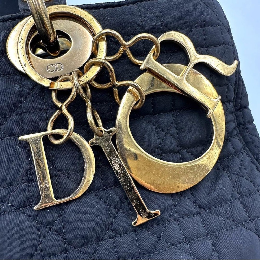 ❌SOLD❌Christian Dior Christian Dior Handbag Cannage Black Nylon Lady Dior - Picture 5 of 9